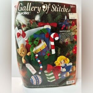 Vintage Bucilla Santa’s Sack 15” felt stocking kit sealed